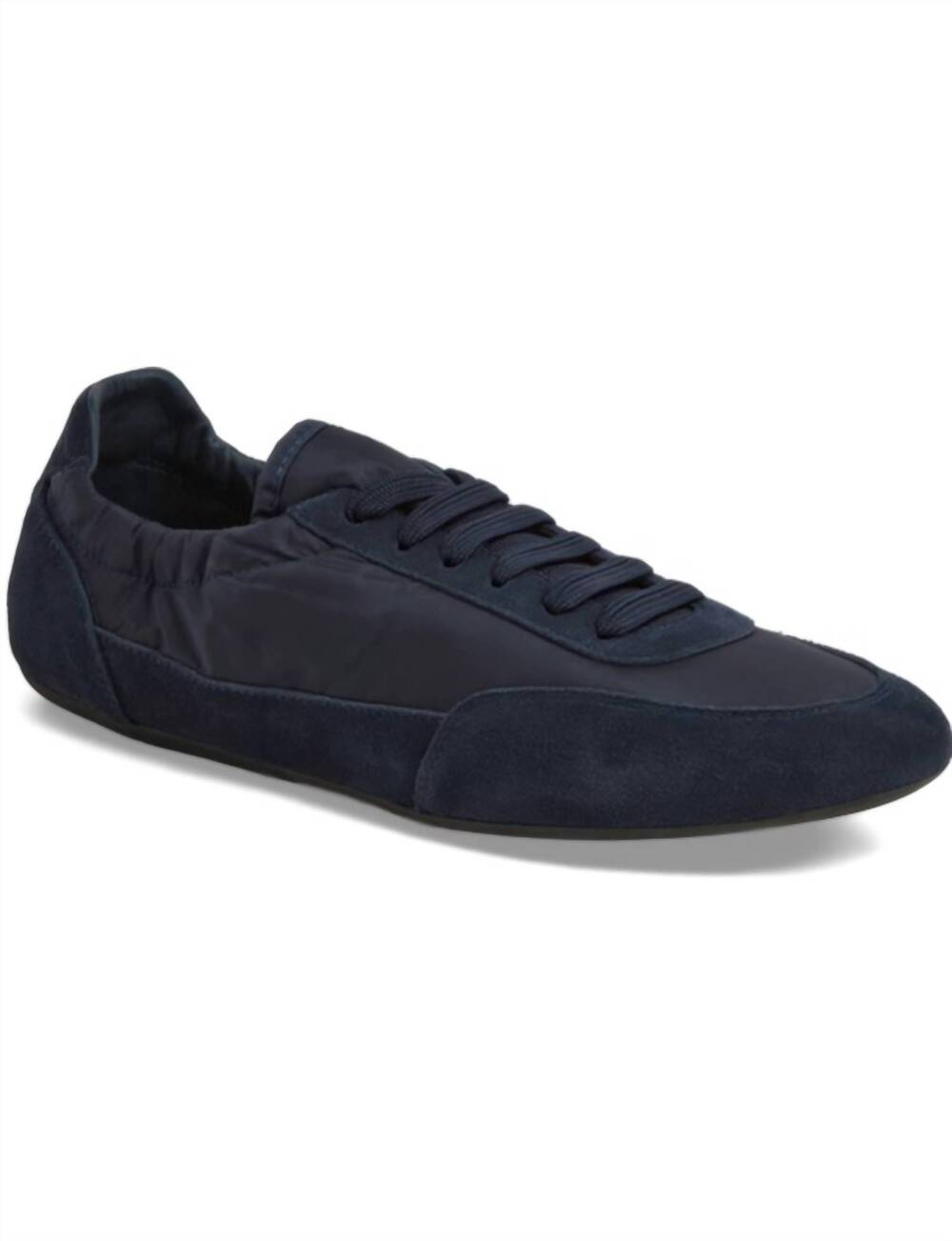 NEW DJANGO & JULIETTE women's brinkle flat sneakers in navy leather